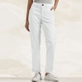 thumbnail image 1 of Cagogo Women Plus Size Straight Leg Trousers with Pockets Mid Rise Casual Everyday Ankle Pants Solid Regular Fit Work Lounge Pants, White 5XL, 1 of 8