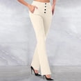 thumbnail image 1 of Cagogo Women Straight Leg High Waisted Trousers with Pockets Button Elegant Office Long Pants Work Casual Slim Fit Business Dress Slacks, Khaki S, 1 of 7