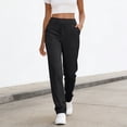 thumbnail image 1 of Cagogo Women Straight Leg High Waisted Trousers with Pockets Casual Long Pants for Work Vacation Lounge Loose Fit Summer Bottoms, Black S, 1 of 7