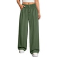 thumbnail image 1 of Cagogo Women Wide Leg High Waisted Pants with Pockets Casual Loose Long Trousers Flowy Beach Work Lounge Yoga Summer Clothes, Army Green L, 1 of 5