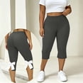 thumbnail image 1 of Cagogo Women's Capri Pants High Waisted Solid Casual Active Yoga Leggings Plus Size Summer Loose Fit Lounge Beach Work Trousers Vacation Clothes, Dark Gray L, 1 of 9