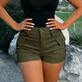 thumbnail image 1 of Cagogo Women's Cargo High Waisted Shorts with Pockets Casual Summer Vacation Solid Basic Loose Shorts Travel Beach Lounge Trousers, Army Green L, 1 of 5