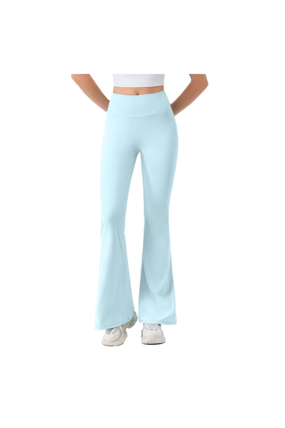 Women's Flare High Waisted Stretch Yoga Pants Casual Workout Long Pants Sporty Basic Flared Trousers for Running Lounge, Blue S