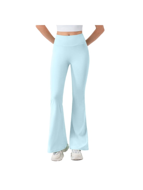 Women's Flare High Waisted Stretch Yoga Pants Casual Workout Long Pants Sporty Basic Flared Trousers for Running Lounge, Blue XL