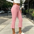 thumbnail image 1 of Cagogo Women's Flare Leg Capri Pants High Waisted Stretch Casual Workout Yoga Active Lounge Trousers Summer Beach Travel Bottoms, Pink M, 1 of 8