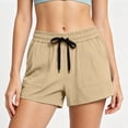 thumbnail image 1 of Cagogo Women's High Waisted Drawstring Shorts with Pockets Quick Dry Casual Loose Sport Shorts Summer Beach Work Lounge Athletic Shorts, Khaki L, 1 of 5