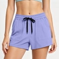 thumbnail image 1 of Cagogo Women's High Waisted Drawstring Shorts with Pockets Quick Dry Casual Loose Sport Shorts Summer Beach Work Lounge Athletic Shorts, Purple M, 1 of 6