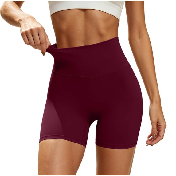 Cagogo Women's High Waisted Quick Dry Sport Shorts Slim Fit Casual Workout Athletics Running Yoga Gym Shorts Summer Activewear Beach Lounge Trousers, Wine 2XL