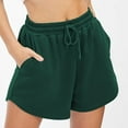 thumbnail image 1 of Cagogo Women's High Waisted Shorts with Pockets Solid Casual Lounge Shorts Loose Regular Fit Summer Beach Travel Trousers, Green XL, 1 of 7