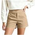 thumbnail image 1 of Cagogo Women's High Waisted Shorts with Pockets Solid Casual Regular Fit Summer Shorts Beach Lounge Trousers Fashion Clothes, Khaki S, 1 of 6