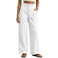 thumbnail image 1 of Cagogo Women's High Waisted Wide Leg Trousers with Pockets Casual Loose Palazzo Pants Travel Work Lounge Outfits Fall Fashion Clothes, White S, 1 of 7