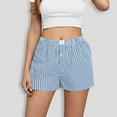thumbnail image 1 of Cagogo Women's Plaid Shorts Elastic Waist Casual Regular Fit Boxer Shorts Summer Lounge Beach Vacation Trousers Loungewear, Light Blue XL, 1 of 6