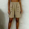 thumbnail image 1 of Cagogo Women's Plus Size Bermuda Shorts Elastic Waist Casual Loose Pants with Pockets Summer Vacation Beach Travel Lounge Shorts for Women, Khaki 2XL, 1 of 6