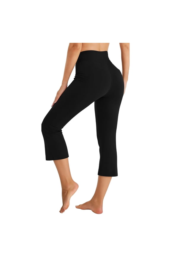 Women's Plus Size Capri Pants High Waisted Stretch Yoga Casual Activewear Solid Workout Trousers Loose Lounge Beach Fit Clothes, Black 4XL