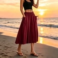 thumbnail image 1 of Cagogo Women's Plus Size Wide Leg Capri Pants with Pockets Casual Elastic Waist Loose Flowy Summer Beach Work Lounge Trousers Fashion Clothes, Red 3XL, 1 of 5
