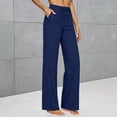 thumbnail image 1 of Cagogo Women's Plus Size Wide Leg High Waisted Trousers with Pockets Casual Loose Long Pants Beach Work Lounge Trousers Fashion Beachwear Clothes, Navy 3XL, 1 of 9