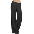thumbnail image 1 of Cagogo Women's Plus Size Wide Leg Pants Elastic Waist Flowy Casual Lounge Trousers Long Palazzo Pants for Summer Beach Work, Black 4XL, 1 of 8