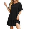 thumbnail image 1 of Cagogo Women's Summer Dresses Casual Short Sleeve Round Neck Solid Loose Short Flowy Ruffle Midi Dress 2025 Trendy Beach Party Vacation Sundress, 1 of 7