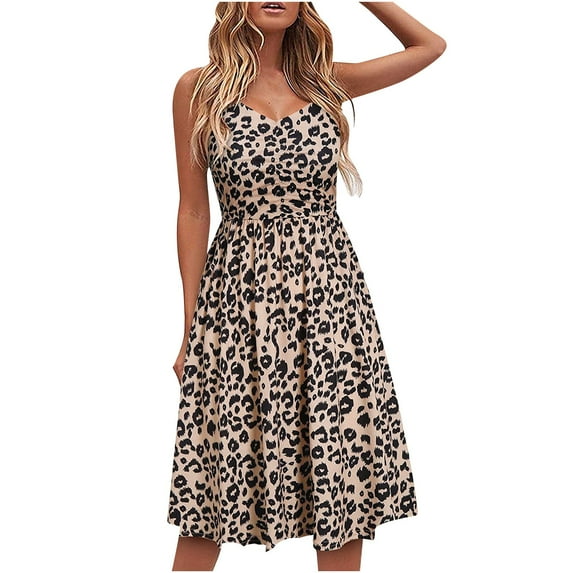 Cagogo Women's Summer Swing Pleated Midi Sundresses Casual Spaghetti Straps Sleeveless Homecoming Dresses Flowy A-Line Polka Dots Floral Bohemian Black Vestidos de Verano para Mujer
