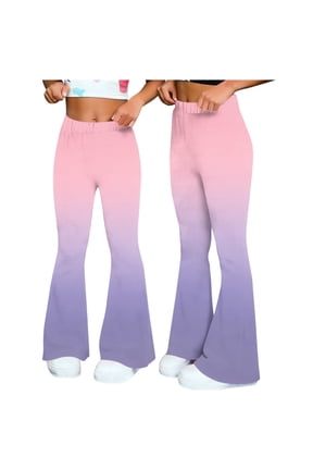 Women's Tie Dye Flare Pants Elastic Waist Flowy Casual Lounge Palazzo Trousers Summer Beach Vacation Loungewear, Pink S