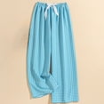 thumbnail image 1 of Cagogo Women's Wide Leg Elastic Waist Plaid Casual Lounge Pants Loose Regular Fit Long Palazzo Pajama Pants Soft Cozy Sleepwear, Blue Free Size, 1 of 3
