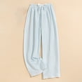 thumbnail image 1 of Cagogo Women's Wide Leg Elastic Waist Plaid Casual Lounge Pants Loose Regular Fit Long Palazzo Pajama Pants Soft Cozy Sleepwear, Light Blue Free Size, 1 of 3