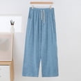 thumbnail image 1 of Cagogo Womens Plus Size Wide Leg Elastic Waist Drawstring Flowy Casual Loose Long Pants Trousers with Pockets Summer Beach Work Lounge, Light Blue 4XL, 1 of 5