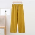 thumbnail image 1 of Cagogo Womens Plus Size Wide Leg Elastic Waist Drawstring Flowy Casual Loose Long Pants Trousers with Pockets Summer Beach Work Lounge, Yellow 3XL, 1 of 5