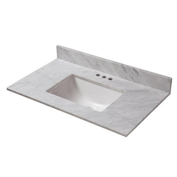 Cahaba CAVT0171 31 x 19 in. Marble Vanity Top with 4 in. Faucet Spread, Carrara
