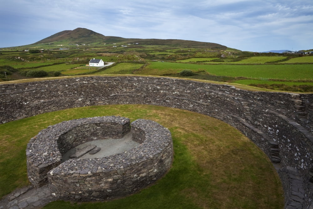 Cahergall Stone Fort Possibly dating from the Iron Age (500BC to 400 AD) Near Cahirciveen The Ring of Kerry County Kerry Ireland Canvas Art - Panoramic Images (27 x 9)