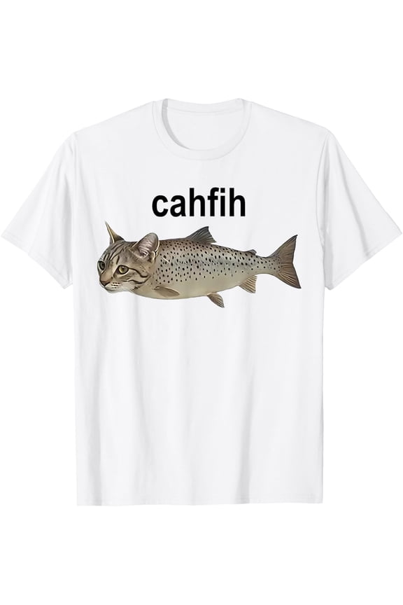 Cahfih Misspelled Fish Meme Cah Fih Catfish Funny Cat Fish T-Shirt tee