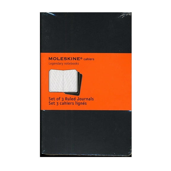 Cahier Journals black, ruled, 3 1/2 in. x 5 1/2 in., pack of 3, 64 pages each (pack of 3)