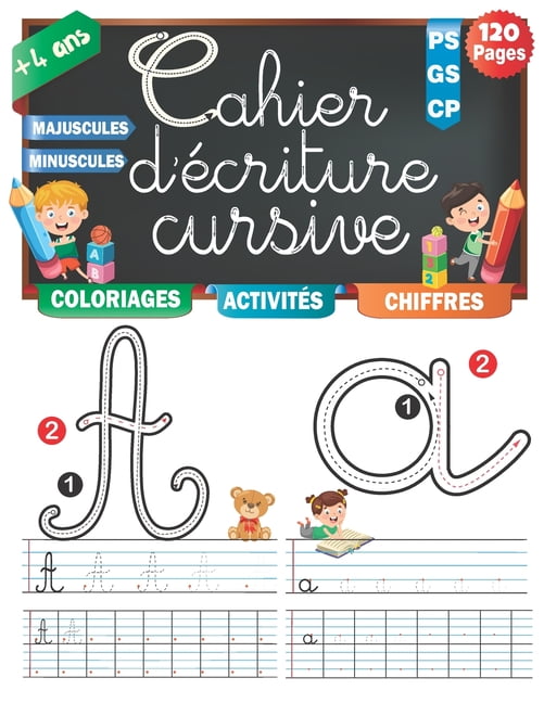 Cahier d'écriture CP: Apprendre à écrire l'Alphabet et les Chiffres |  Lettres Cursives Majuscules et Minuscules | Format Adapté (French Edition)