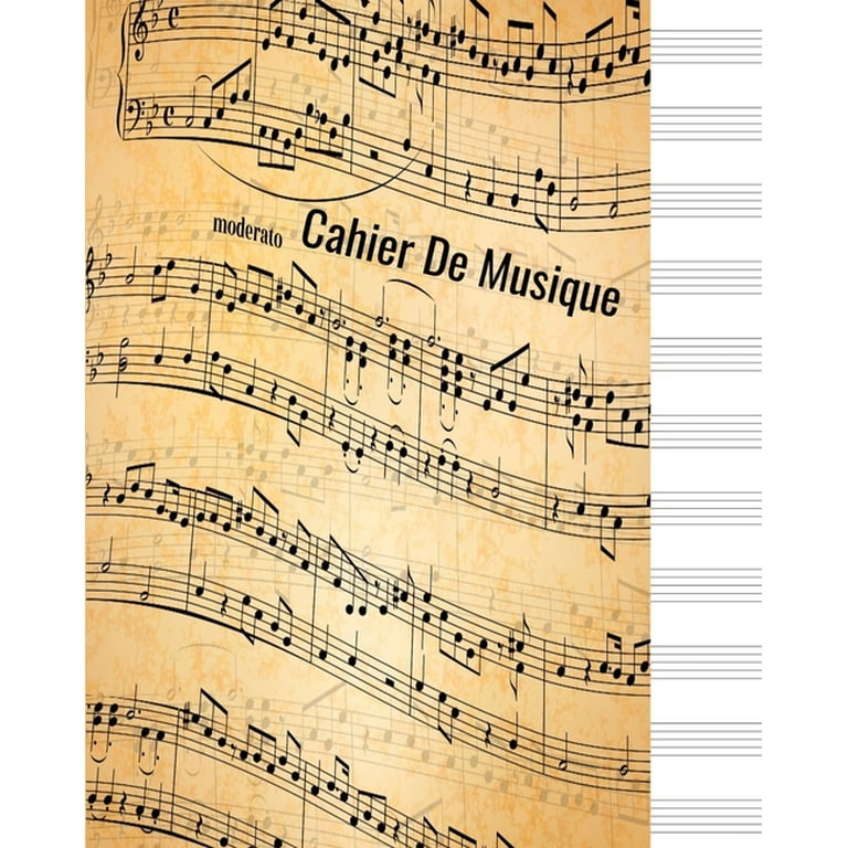 Cahier de Musique : Cahier de partitions - Papier manuscrit - 12 portées  par page, 60 pages, 20,32 x 25,4 cm / Piano / Flûte à bec / guitare /  violon. (Paperback) 