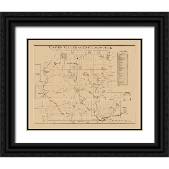 Cahoon 24x20 Black Ornate Wood Framed with Double Matting Museum Art Print Titled - Wayne County Missouri - Cahoon 1882