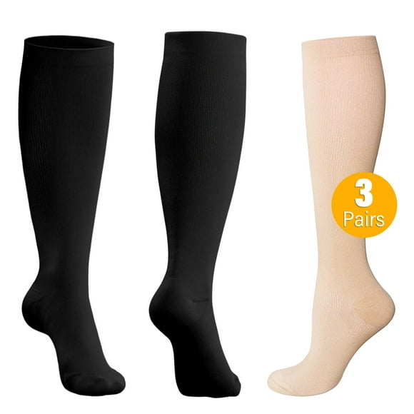 Compression Socks for Women and Men, CaiDieNu 3 Pairs Womens Compression Socks 20-30 mmHg, Knee High Compression Socks for Running, Nurse, Pregnancy and Travel