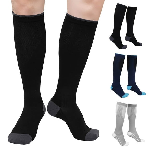 Compression Socks for Women and Men, CaiDieNu Womens Compression Socks 20-30 mmHg, 3 Pairs Knee High Compression Socks for Running, Nurse, Pregnancy and Travel