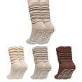 thumbnail image 1 of Slouch Socks Women, CaiDieNu Non Slip Long Scrunch Slipper Socks, 3 Pairs Cotton Grip Socks Pilates for Yoga Barre Workout & Fitness, 1 of 6