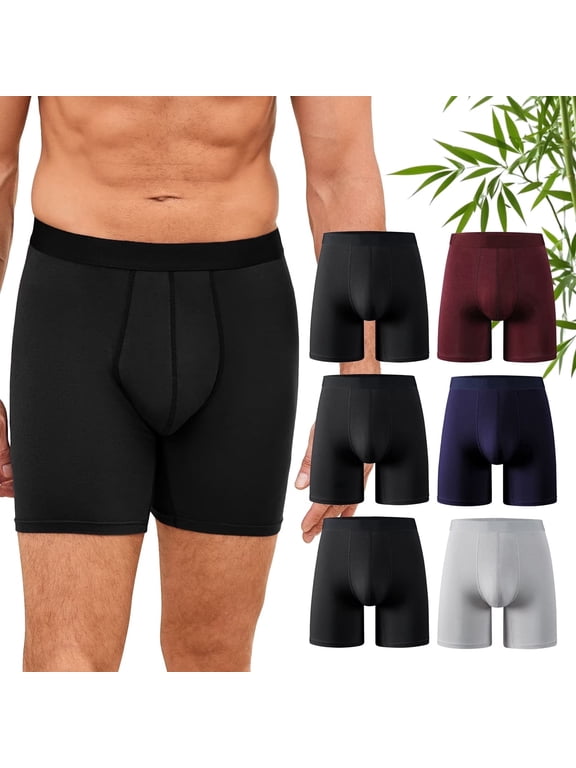 Mens Boxers, CaiDieNu Bamboo Viscose Mens Underwear, Breathable Quick Dry Stretch Moisture Wicking Underwear Men 6 Pack XL, 6.5" Inseam