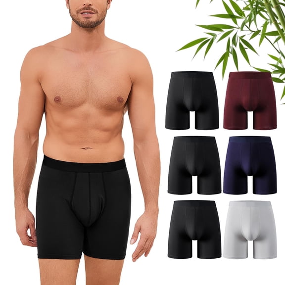 Mens Boxers, CaiDieNu Bamboo Viscose Mens Underwear Breathable Quick Dry Stretch Briefs Boxers for Men 6 Pack XL