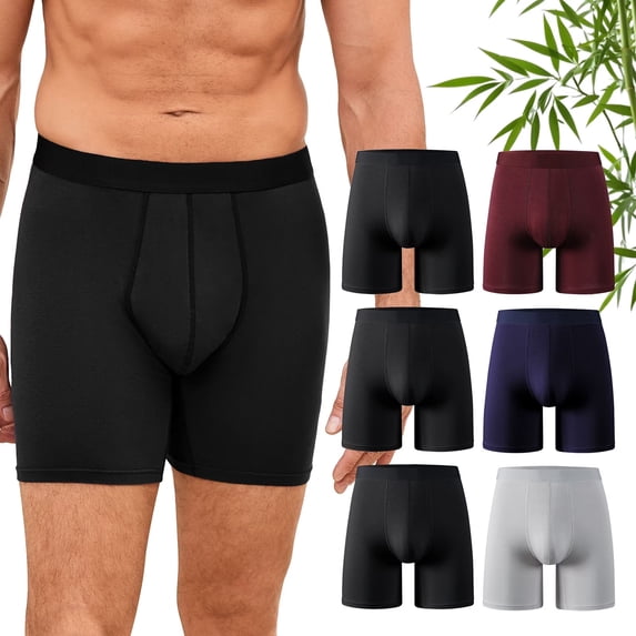 Mens Boxers, CaiDieNu Bamboo Viscose Mens Underwear Breathable Quick Dry Stretch Briefs Boxers for Men 6 Pack XL