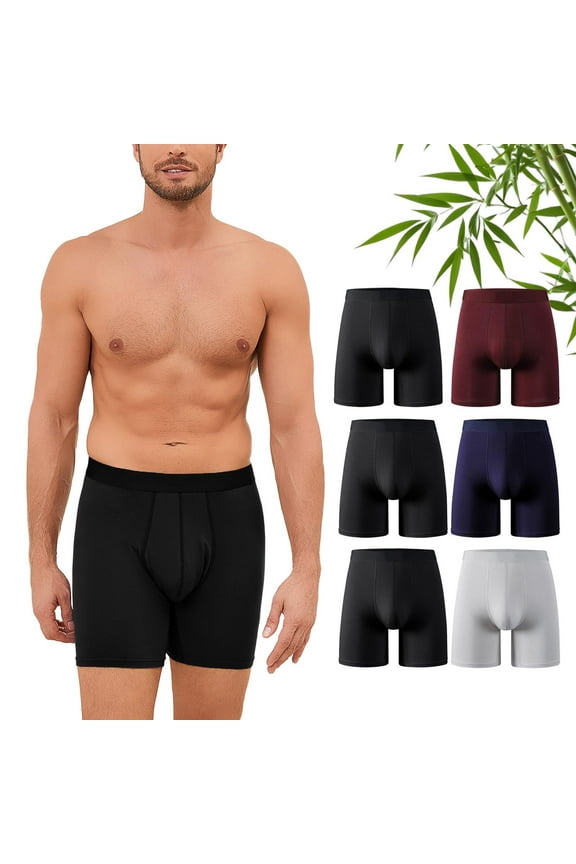 Mens Boxers, CaiDieNu Bamboo Viscose Mens Underwear Breathable Quick Dry Stretch Briefs Boxers for Men 6 Pack XL