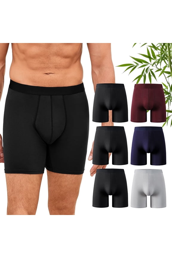 Mens Boxers, CaiDieNu Bamboo Viscose Mens Underwear, Breathable Quick Dry Stretch Moisture Wicking Underwear Men 6 Pack XL, 6.5" Inseam