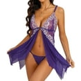 thumbnail image 1 of CaiDieNu Lingerie for Women Front Closure Lace Babydoll Lingerie Sets Womens Lingerie - Purple, 1 of 8