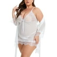 thumbnail image 1 of Plus Size Sexy Lingerie, CaiDieNu Lingerie for Women, 3-Piece Women Lingerie Sexy Lace Nightgowns with Robe & Thong - White 3XL, 1 of 4