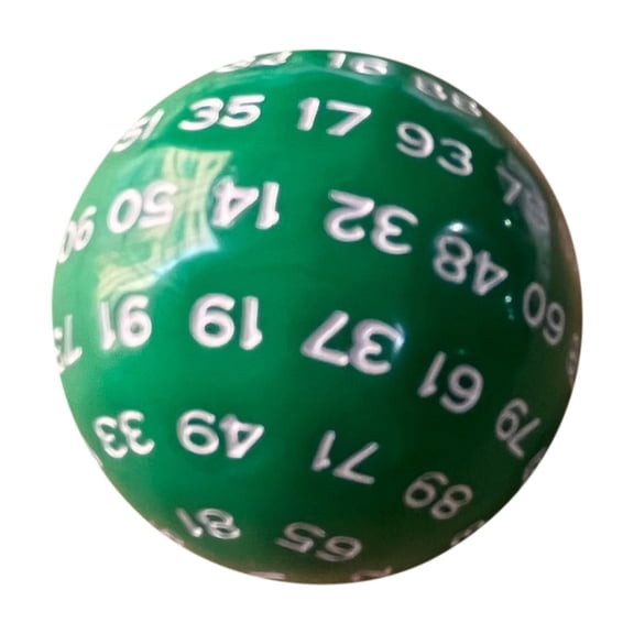 CaiHome 100-Sided Dice, Unique Polyhedral Roleplaying D100 Digital Die for Tabletop RPG Games Collection Accessory Hobbyist Gamers Desktop Entertainment Playing Fun Green