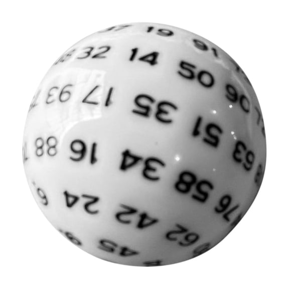 CaiHome 100-Sided Dice, Unique Polyhedral Roleplaying D100 Digital Die for Tabletop RPG Games Collection Accessory Hobbyist Gamers Desktop Entertainment Playing Fun White