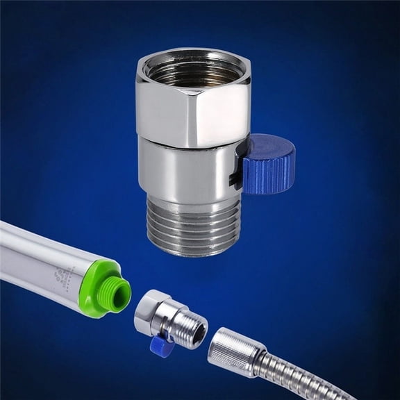 CaiHome Bathroom Shower Brass Junction Water Control And Straight through Shut-off Angle Valve with Ceramic Core for Bath Water Tap Accessory And Pipe Fitting Blue