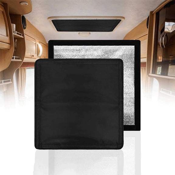 CaiHome RV Vent Insulator And Sunshade for Travel Trailer Ventilation Fan with Reflective Surface for Exterior Window Ceiling And Thermal Insulation 2Pcs/set Black