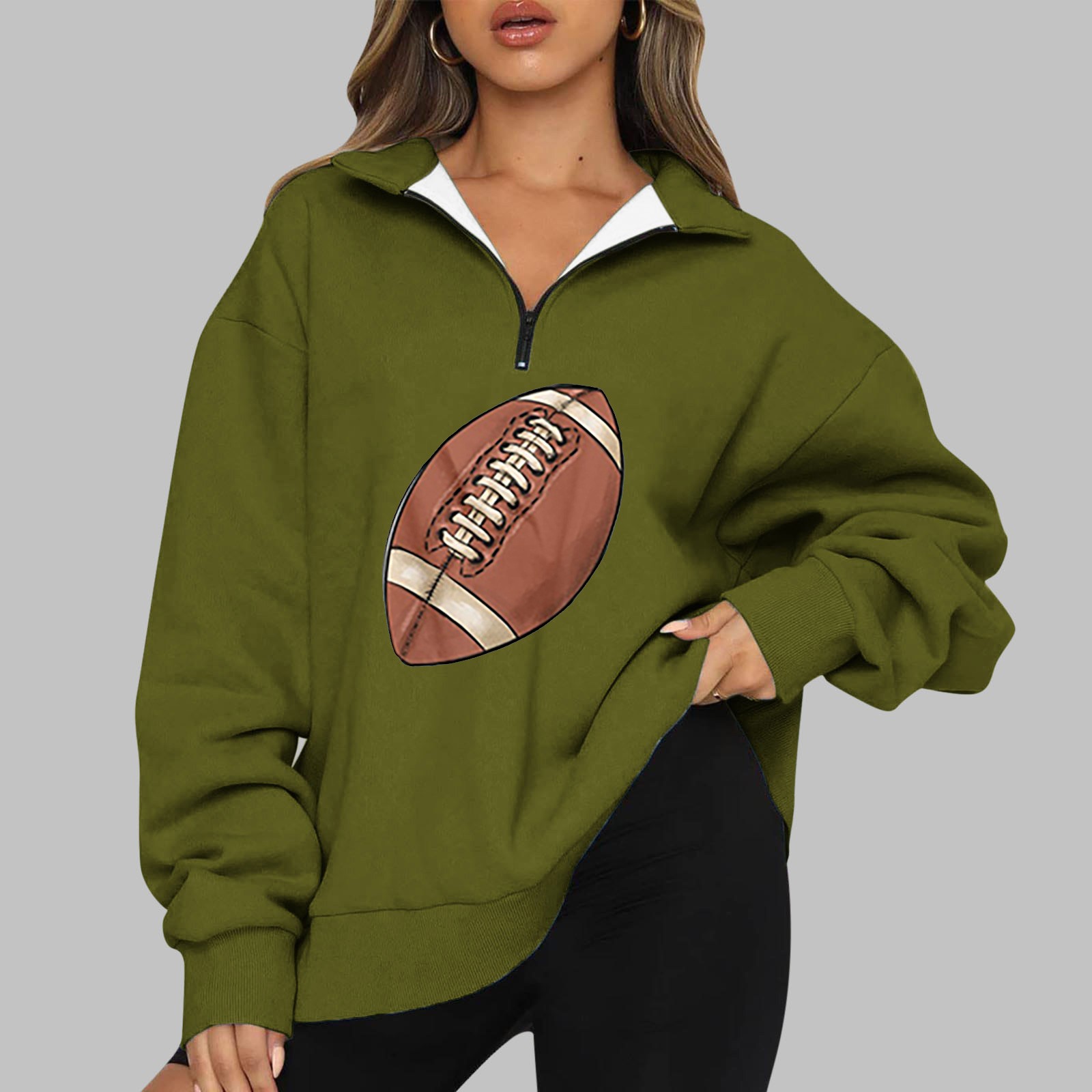 CaiJunJia 2024 Plus Size Women's Oversized Half Zip Fleece Sweatshirts